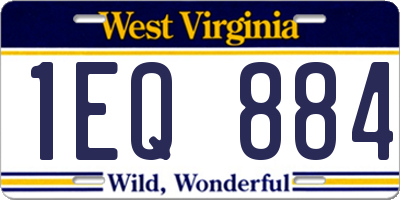 WV license plate 1EQ884