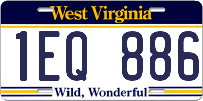 WV license plate 1EQ886
