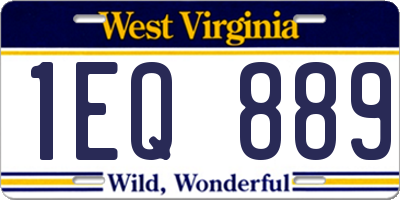 WV license plate 1EQ889