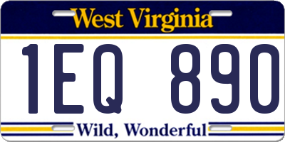 WV license plate 1EQ890