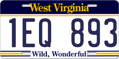 WV license plate 1EQ893