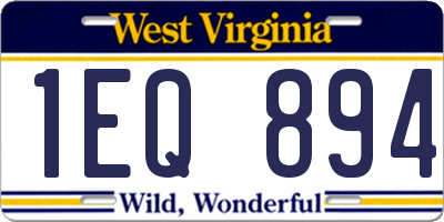 WV license plate 1EQ894