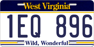 WV license plate 1EQ896