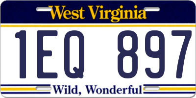 WV license plate 1EQ897