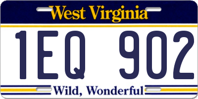 WV license plate 1EQ902