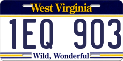 WV license plate 1EQ903