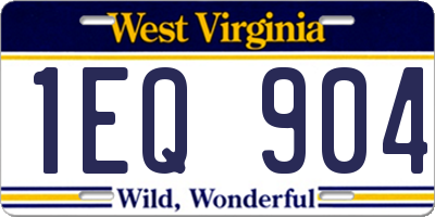 WV license plate 1EQ904