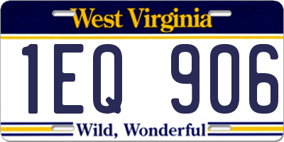 WV license plate 1EQ906