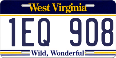 WV license plate 1EQ908