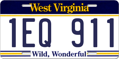WV license plate 1EQ911