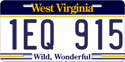 WV license plate 1EQ915