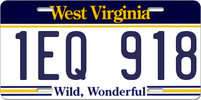 WV license plate 1EQ918