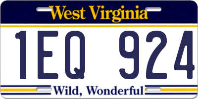WV license plate 1EQ924