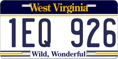 WV license plate 1EQ926