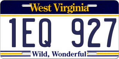 WV license plate 1EQ927