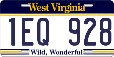 WV license plate 1EQ928