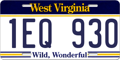 WV license plate 1EQ930