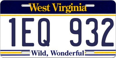 WV license plate 1EQ932