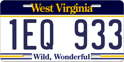 WV license plate 1EQ933