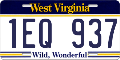 WV license plate 1EQ937