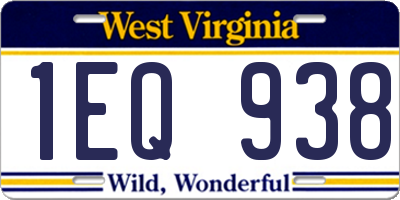 WV license plate 1EQ938