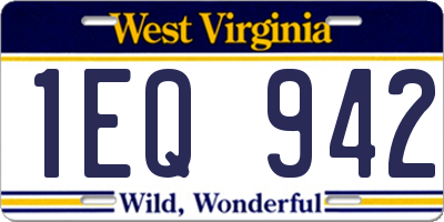 WV license plate 1EQ942