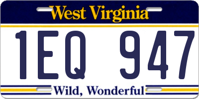 WV license plate 1EQ947