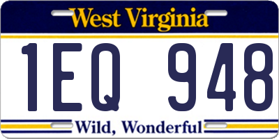 WV license plate 1EQ948