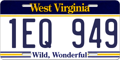 WV license plate 1EQ949
