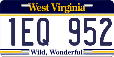 WV license plate 1EQ952