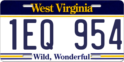 WV license plate 1EQ954