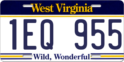 WV license plate 1EQ955