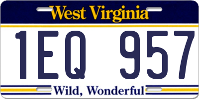 WV license plate 1EQ957