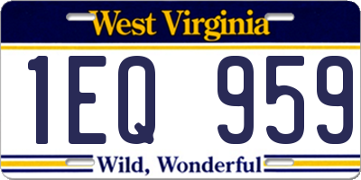 WV license plate 1EQ959