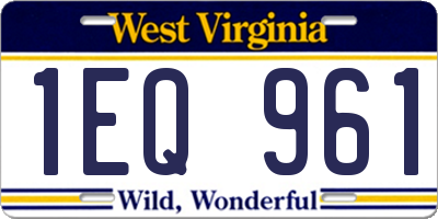WV license plate 1EQ961
