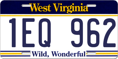 WV license plate 1EQ962