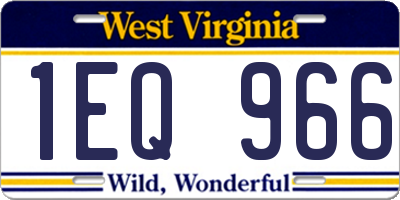 WV license plate 1EQ966