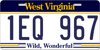 WV license plate 1EQ967