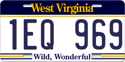 WV license plate 1EQ969