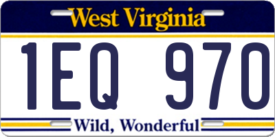 WV license plate 1EQ970