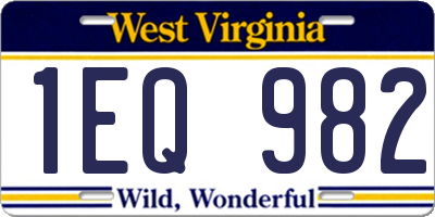 WV license plate 1EQ982