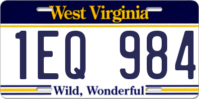 WV license plate 1EQ984