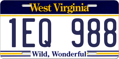 WV license plate 1EQ988