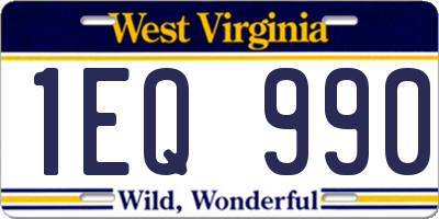 WV license plate 1EQ990