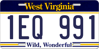 WV license plate 1EQ991