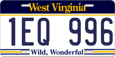 WV license plate 1EQ996