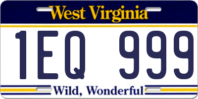 WV license plate 1EQ999