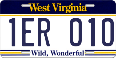 WV license plate 1ER010