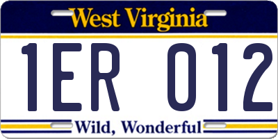 WV license plate 1ER012