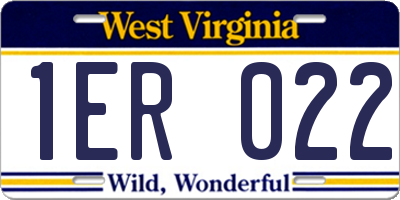 WV license plate 1ER022